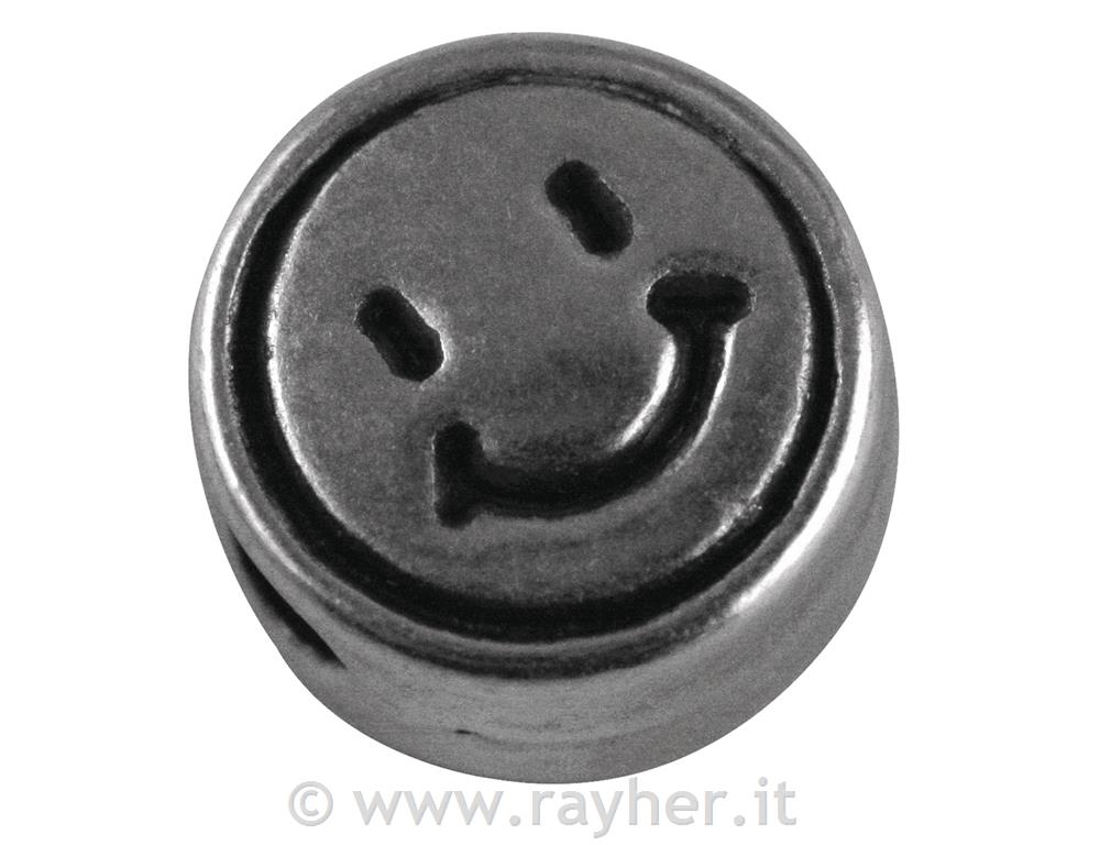 Metal bead, Smiley, silver, o 7 mm, hole