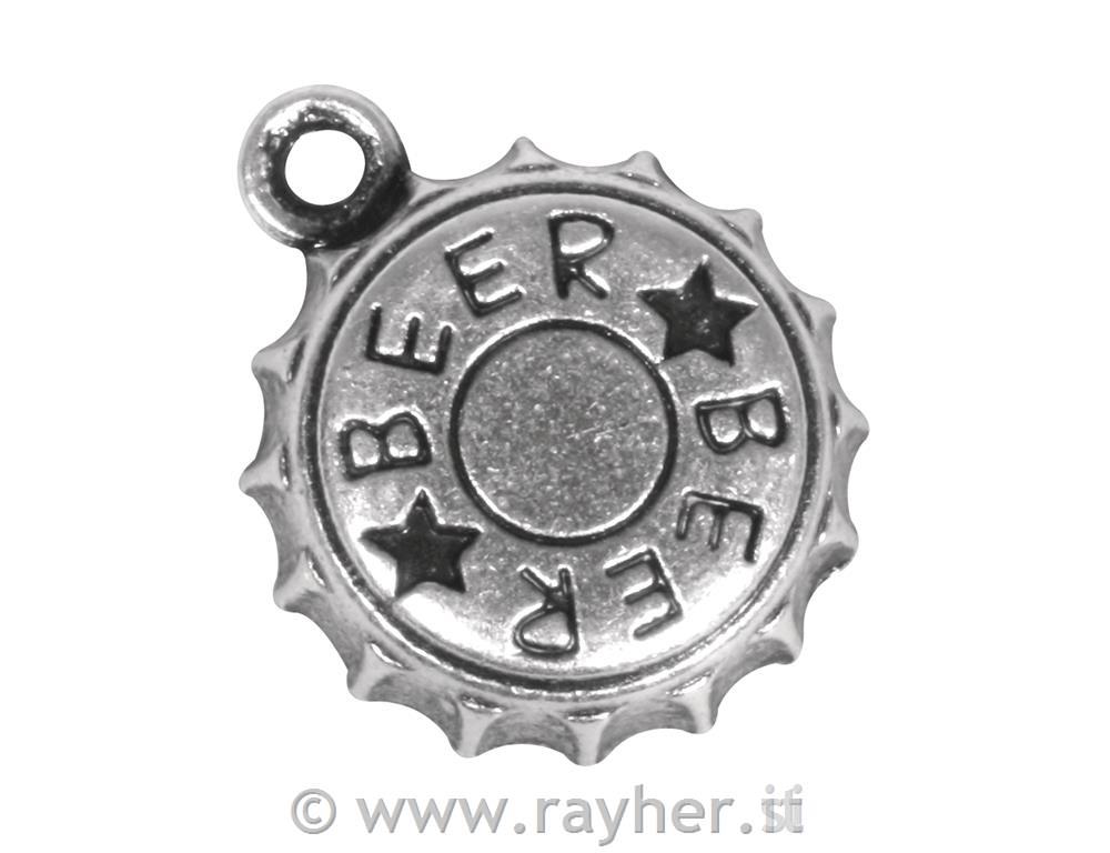 Ciondolo metallo: capsula, 1,3cm oocchiello 1,5mm oargento antico