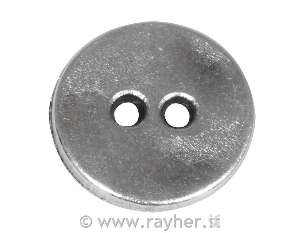 Applicazione metallo: bottone: 1,4cm ofori 1,5mm oargento antico