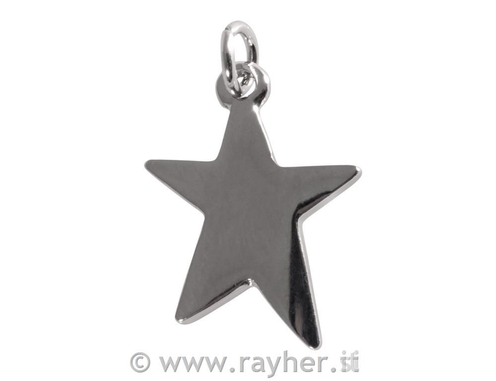 Obesek kovinski "zvezda", 20mm, srebrn, zanka 2,5mm o