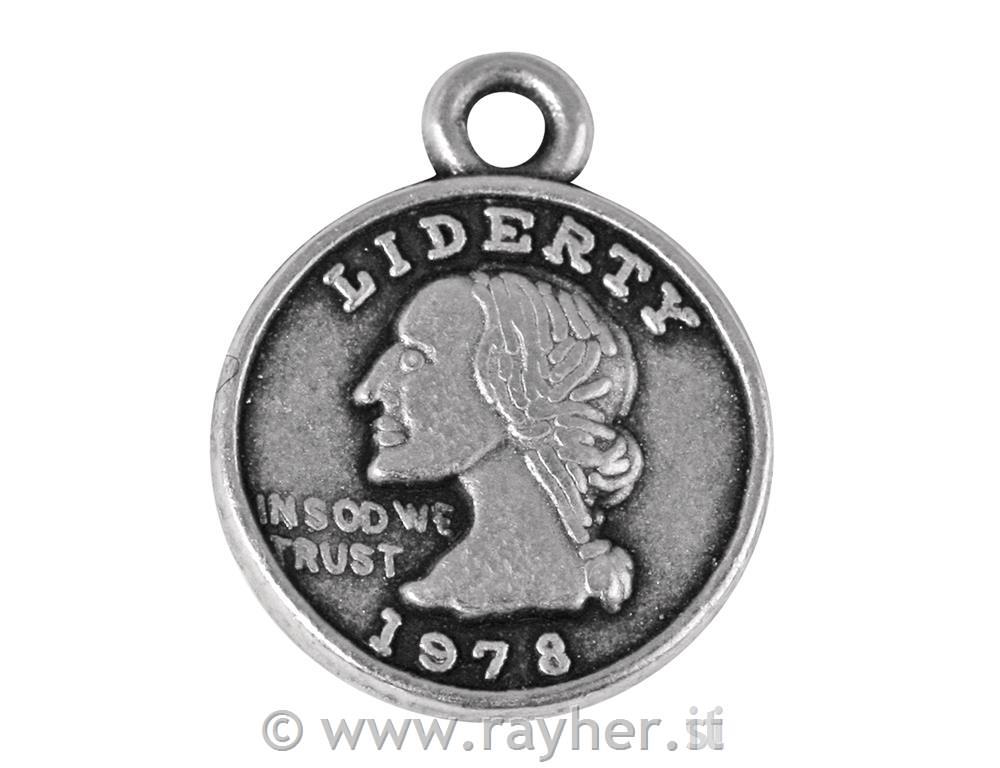 Metal pendant "coin", 12 mm, oxidized si