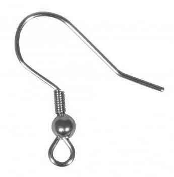 Stainless steel ear hook, platinum, 20mm