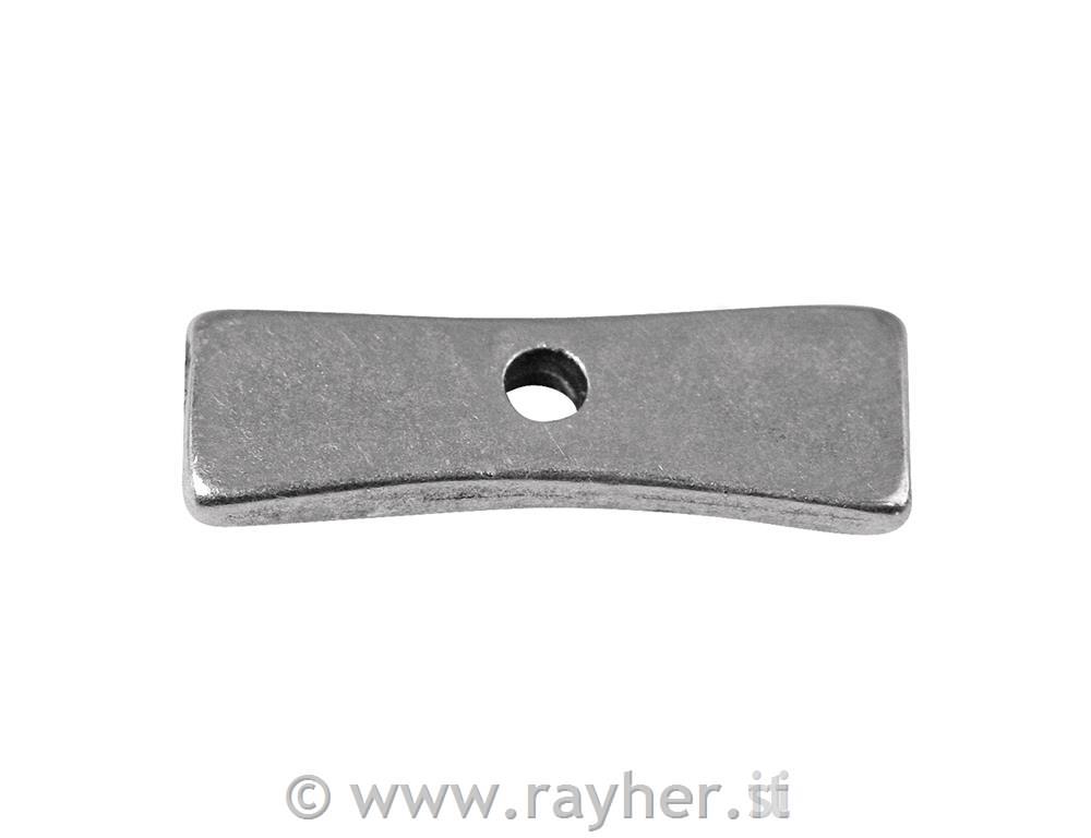 Elemento decorativo metallo, 16x5mmforo 1mm oargento