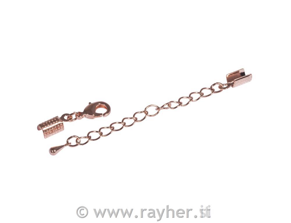 Karabin z znastavkom za vrvice,2mm, pink zlat/rose gold,1kos