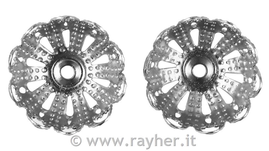 Cappetta di filigrana, 10 mm obus. 6pzargento