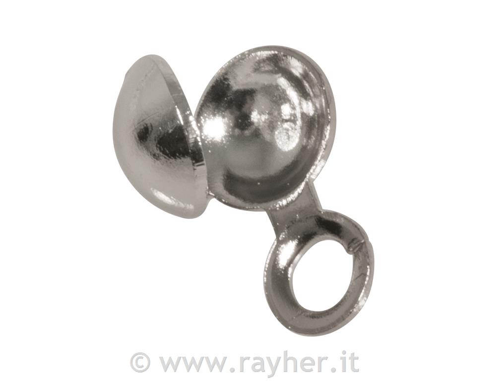 Dekorativna kapica za stiskanje, srebrna, 4 mm, 10 kom.