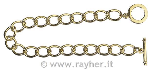 Braccialetto a maglie c.chius.-incastro18cm, bus. 1pzdorato vero