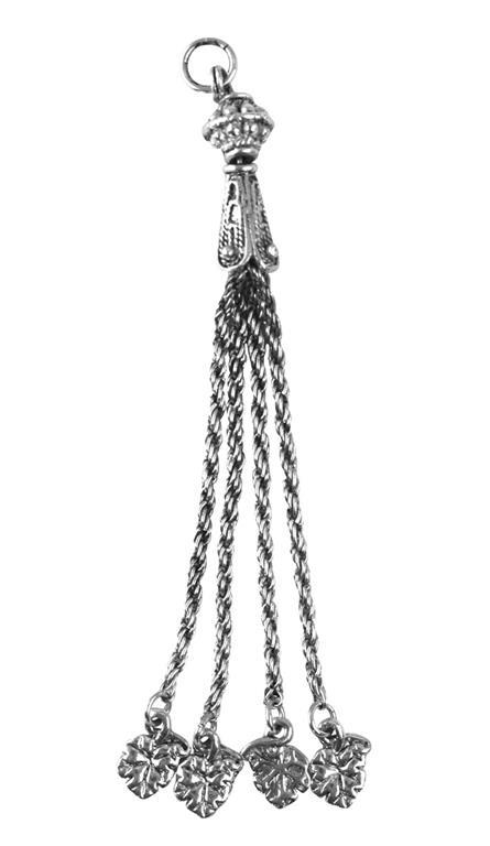 Nappa-metallo con fiori, 10cm obusta 1pzargento antico