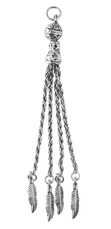 Čop kovinski s perjem srebrn.,