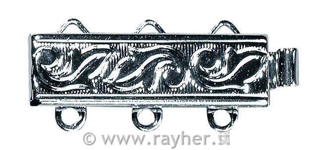 Chiusura ornam. 3 file6x18,8mm, cart.blister 1pzargento