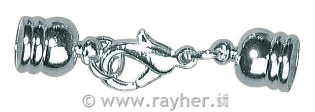 Chiusura bigiott.a cappetta, 4mm obus.blister 2pzargento