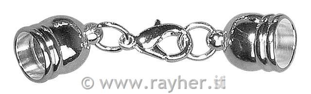 Chiusura bigiott.a cappetta, 8mm obus.blister 1pzargento