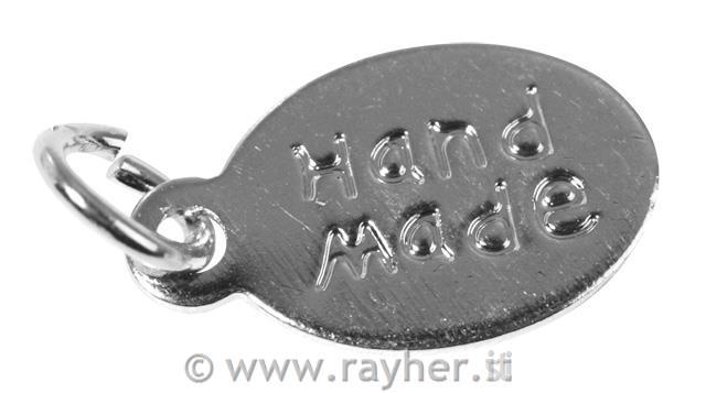 Ciondolo ovale "hand made" c.occh.12x7mm, bus. 5pzplatino