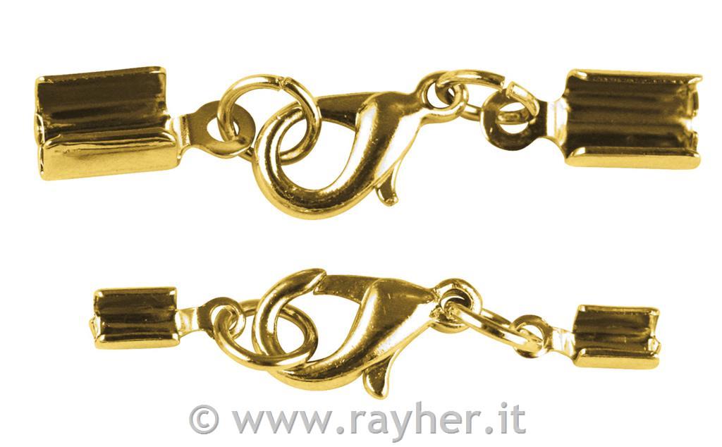 Chiusura bigiott. c.carabina montatop. 2mm Nastro, bus.blis. 2oro