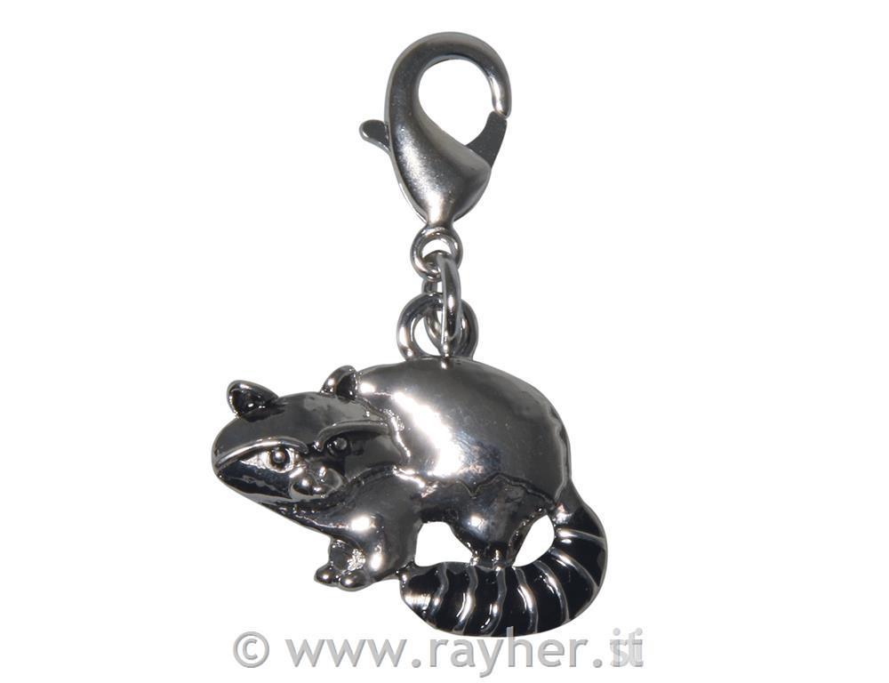 Fancy Forest stars: Pendant racoon, silver, 1.9x1.2cm, w. carabiner, bag 1pc