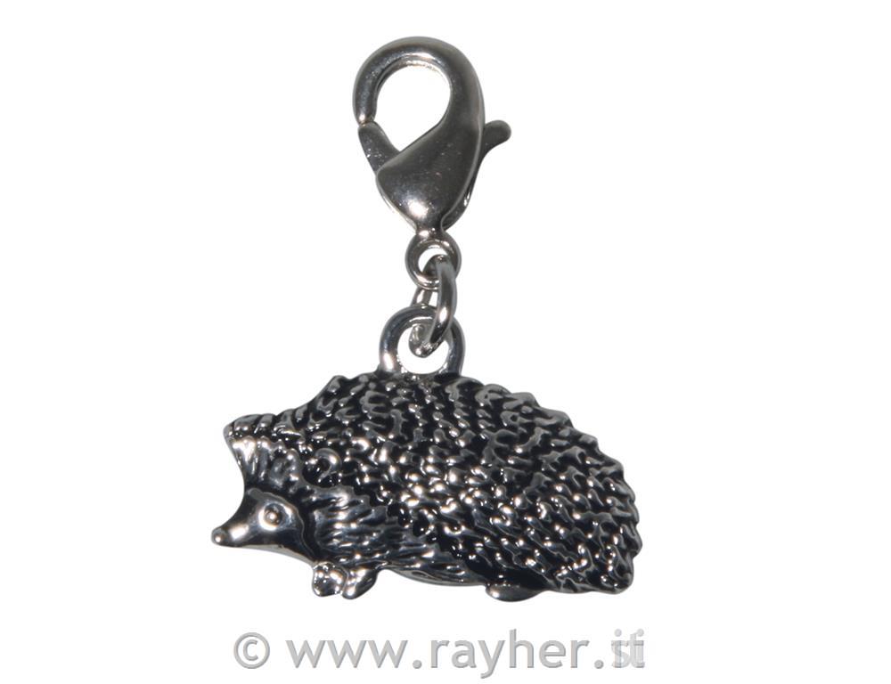 Fancy Forest Stars: Pendant hedgehog, silver, 1.9x1cm, w. carabiner, bag 1pc
