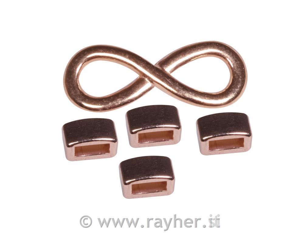 Kovinski element "Infinity",rož-zlat, 1x Infinity, 4x deko e