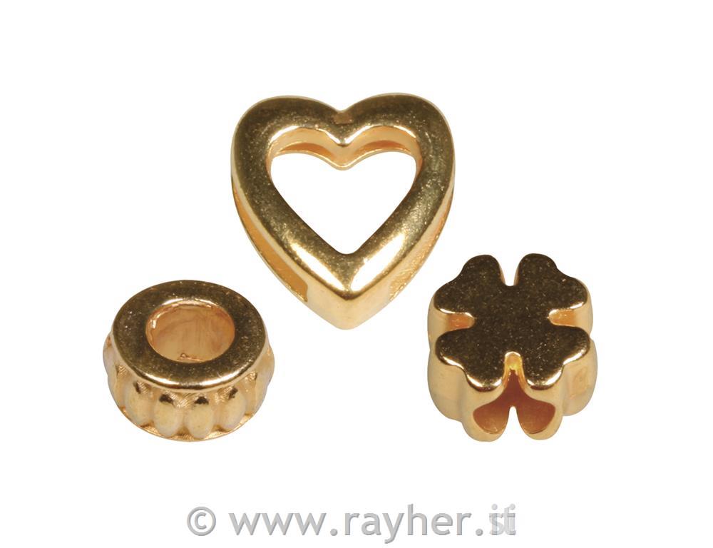 Metal- deco element "Lovely", gold, Hear