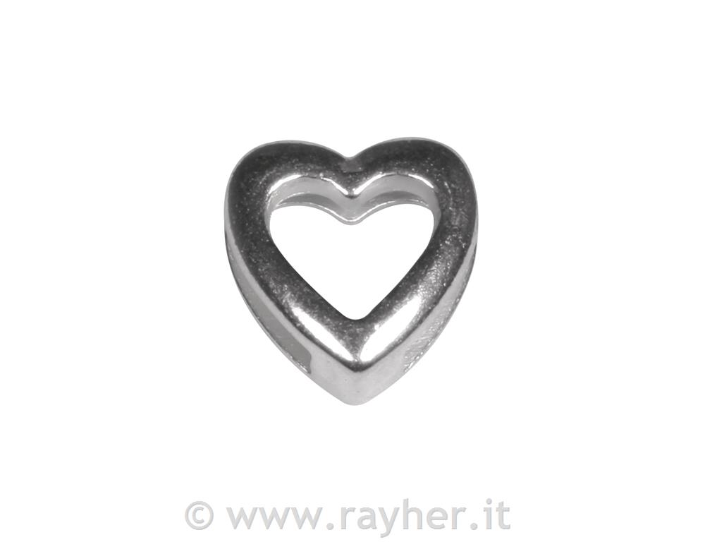 Metal- Deco element: Heart, silver, 1.3x