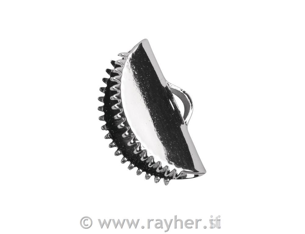 Morsetto semiluna metallo , argento, 15x8mm, bus.blis. 2pz