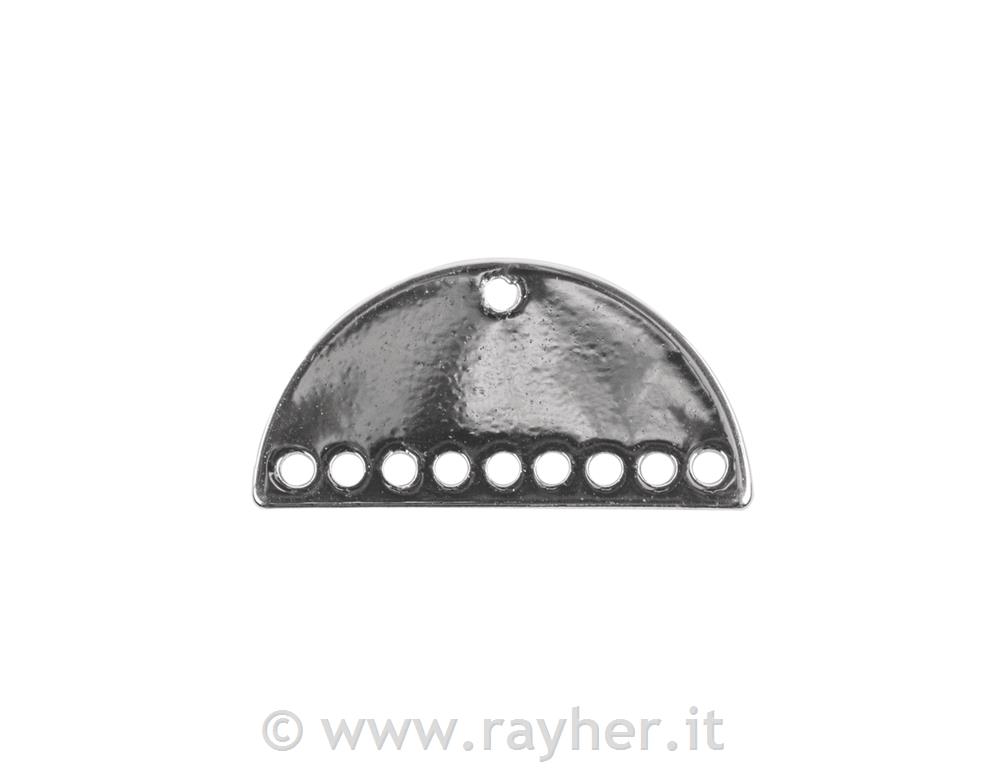 Tag multi-hole (9-hole), silver, 22x10mm, tab-bag 2pcs