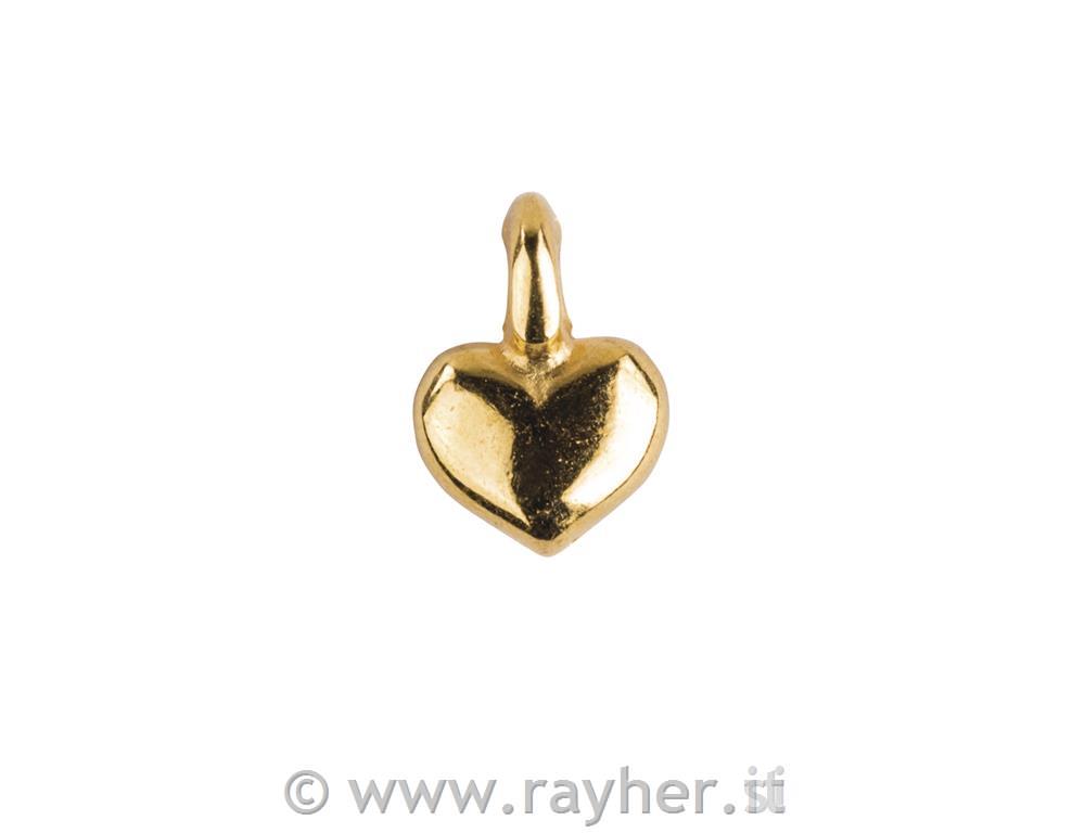 Ciondolino metallo cuore, oro, 7x5mm, bus.blis. 6pz