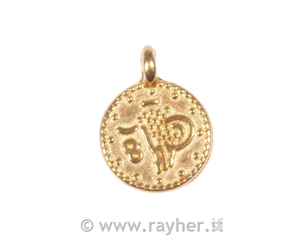 Kov.obesek, Kovanec, 7.3mm, zlat, 6 kos