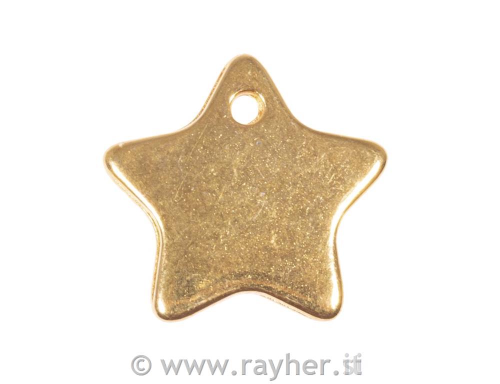 Ciondolo metallo stella, oro, 19x9mm, bus.blis. 2pz