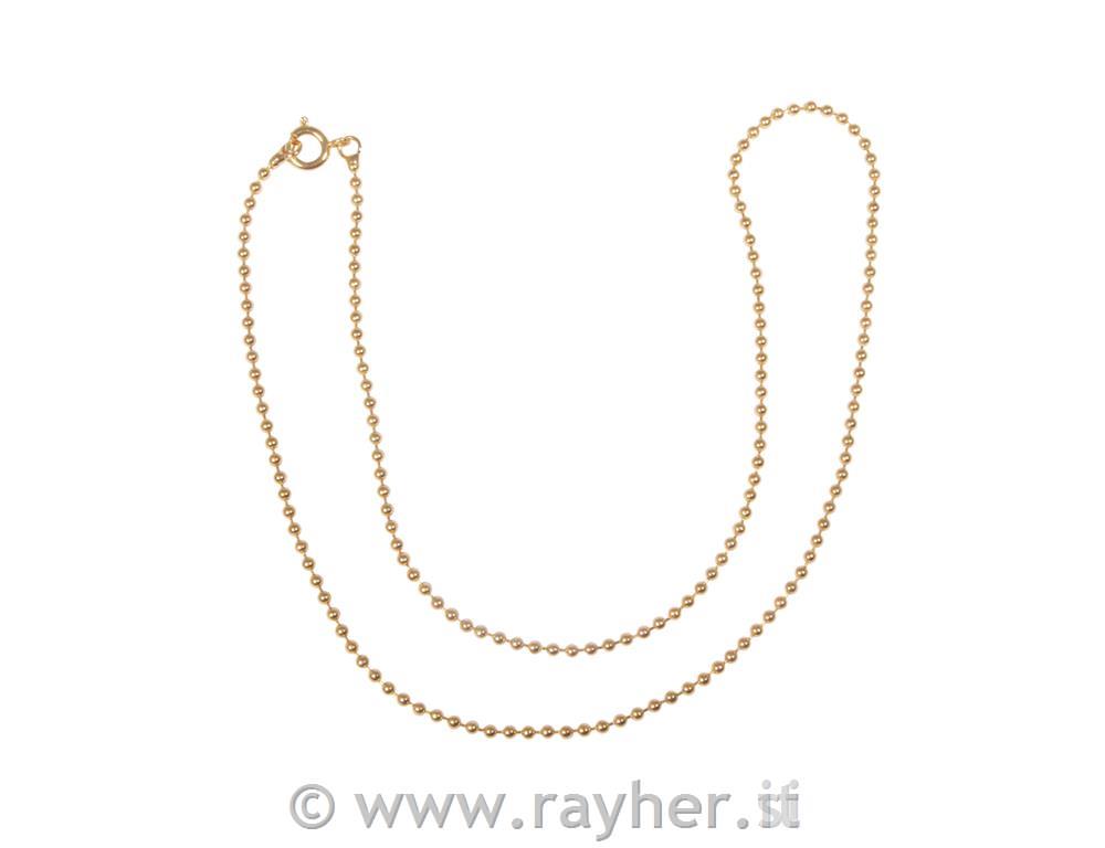 Bead chain, 1.5mm o42cm, tab-bag 1pcgold