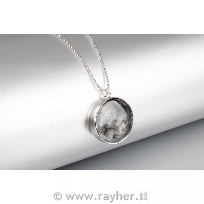 Metallic bezel: Pendant, round, 30mm otab-bag 1pcsilver