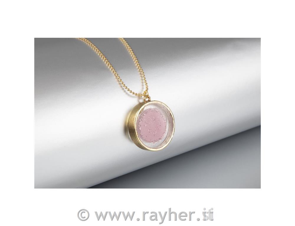 Montatura metallo: ciondolo tondo, 30mm, oro, bus.blis. 1pz