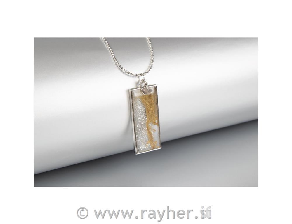 Montatura metallo: ciondolo, argento, rettangolo, gocce & tondo, bus.blis. 3pz