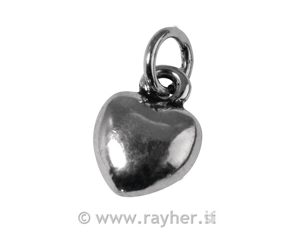 Metal pendant: Heart, 10mm o, silver, ey