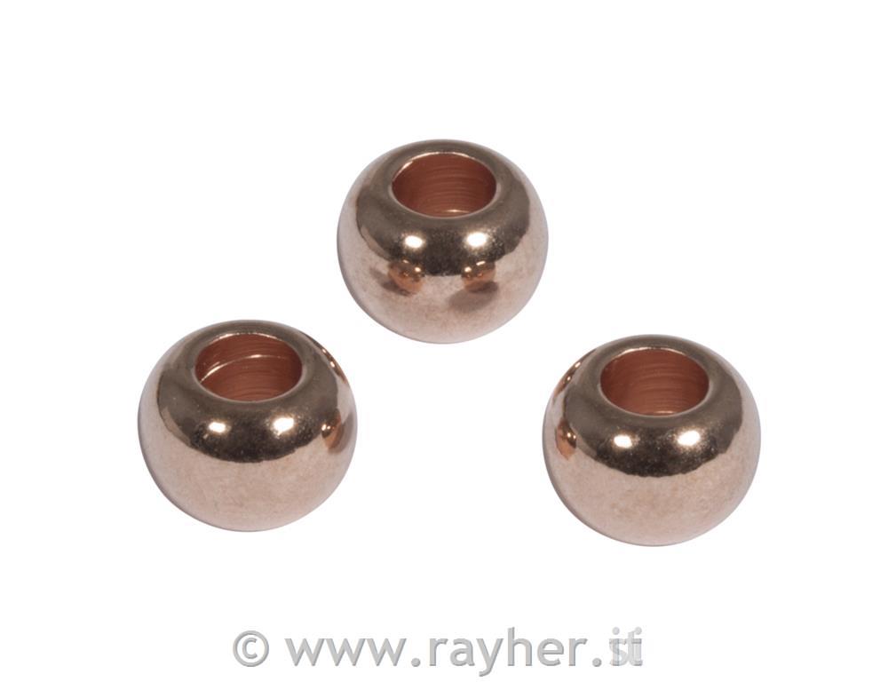 Perle kovinske, 8mm, pink zlate, luknja 3mm, 5 kos