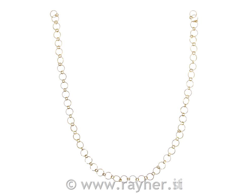 Link chain Embossed rings, gold, ring 10+4mm, 80cm long, 1pc