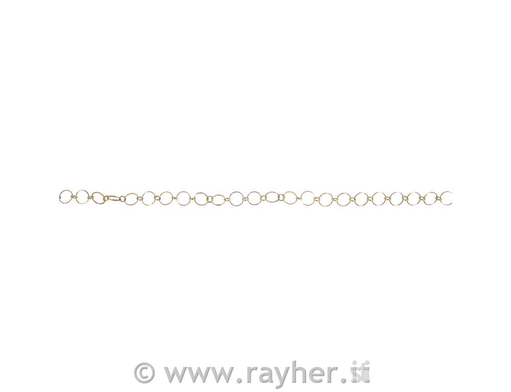 Link chain Embossed rings, gold, ring 10+4mm, 80cm long, 1pc