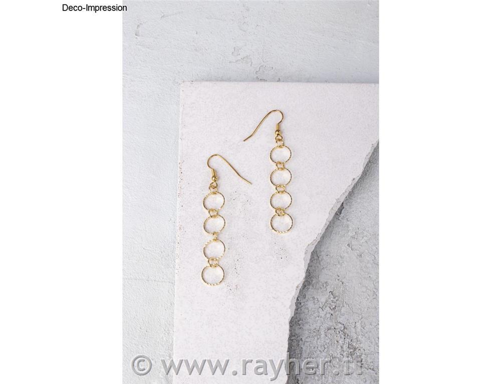 Link chain Embossed rings, gold, ring 10+4mm, 80cm long, 1pc