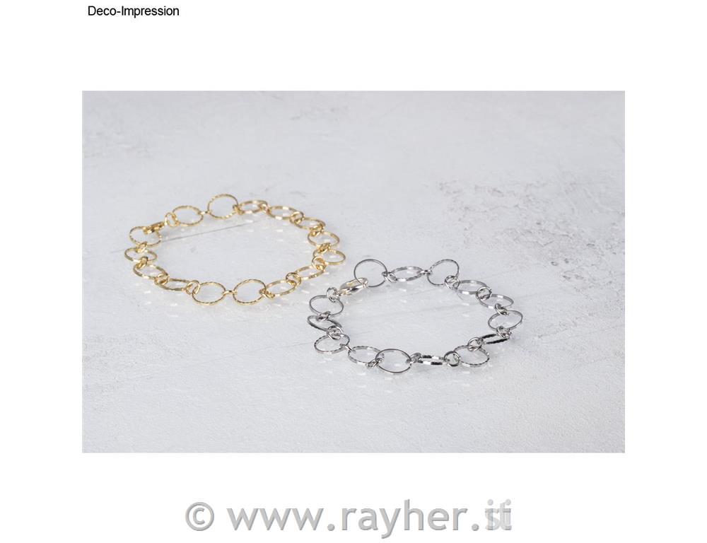 Link chain Embossed rings, gold, ring 10+4mm, 80cm long, 1pc