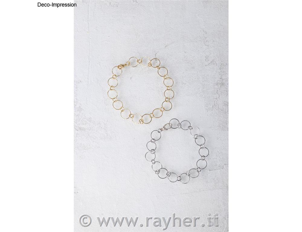 Link chain Embossed rings, gold, ring 10+4mm, 80cm long, 1pc