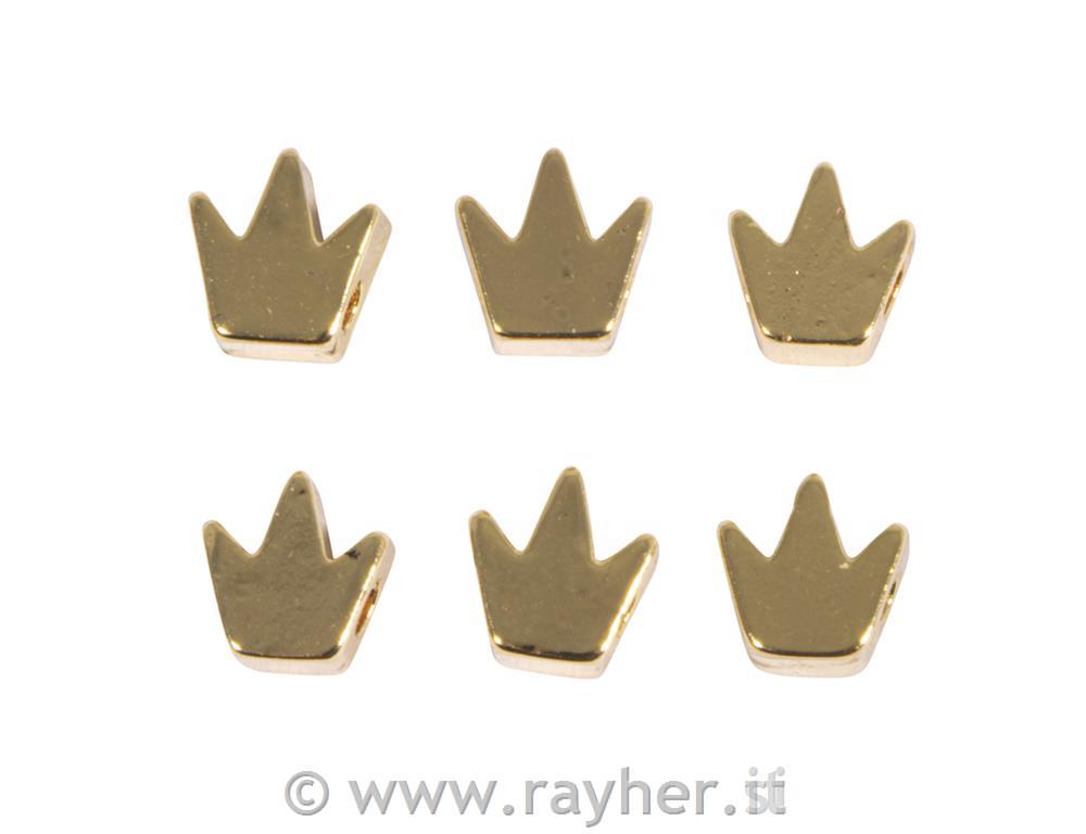 Kovinske perle Krona, zlate, 5 mm, 6 kos