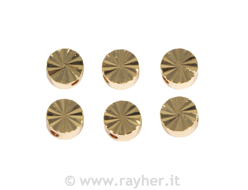 Kovinske perle, okrogle, polirane, zlate, 6 mm, 6 kos