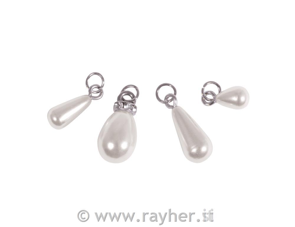 Drops Charm, silver, 6x8+6x12+8x16mm+10x14mm, 4pcs