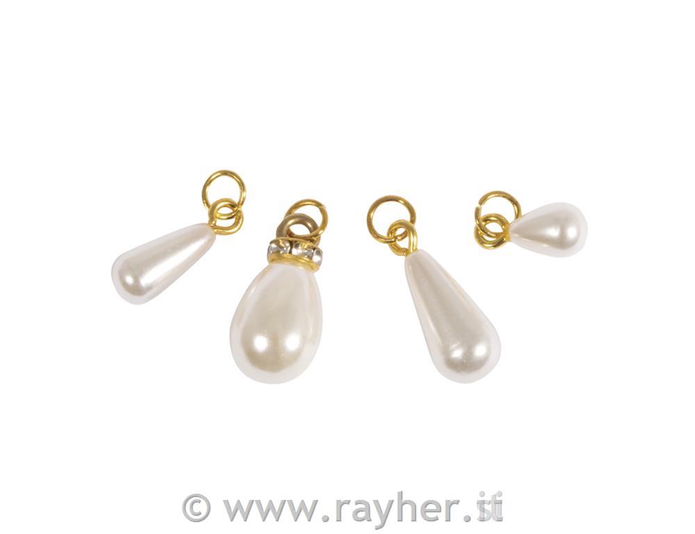 Ciondolo a goccia, oro, 6x8+6x12+8x16+10x14mm, 4 pezzi