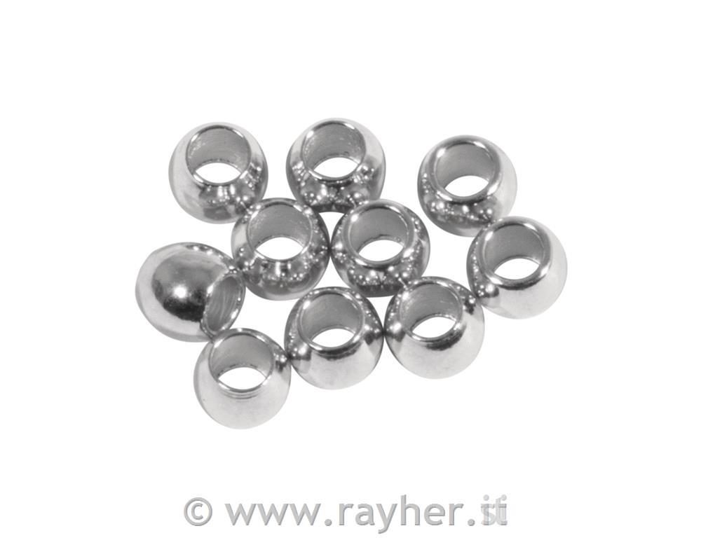 Pallina metallica distanziale 3x2,5mm,argento, 10 pezzi