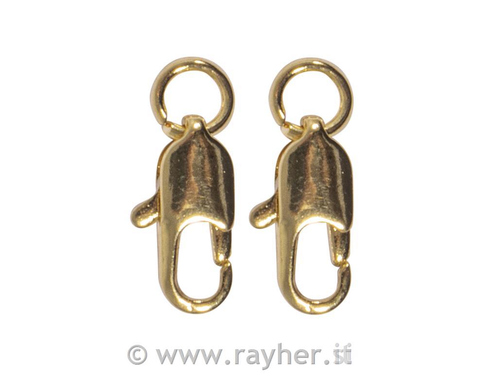 Lobster claw clasp, gold, 9.2x3.4mm, 2pcs