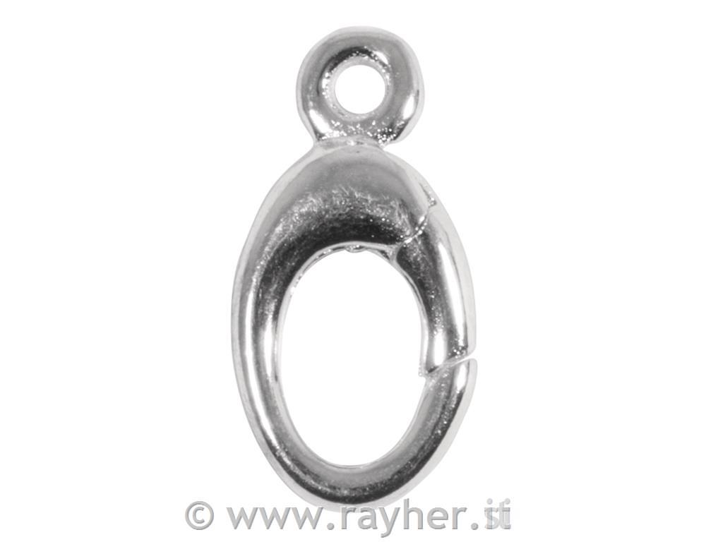 Sponka ovalna, srebrna, 13.5x7mm, 1 kos