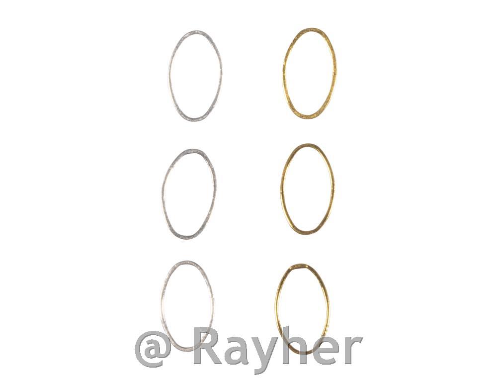 Elemento decorativo ovale,3 oro, 3 argento, 6x10 mm, 6 pezzi
