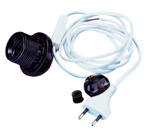 Imp.elett. p.piedistallo a bott. E27180cm, cavo, con interrutorebianco