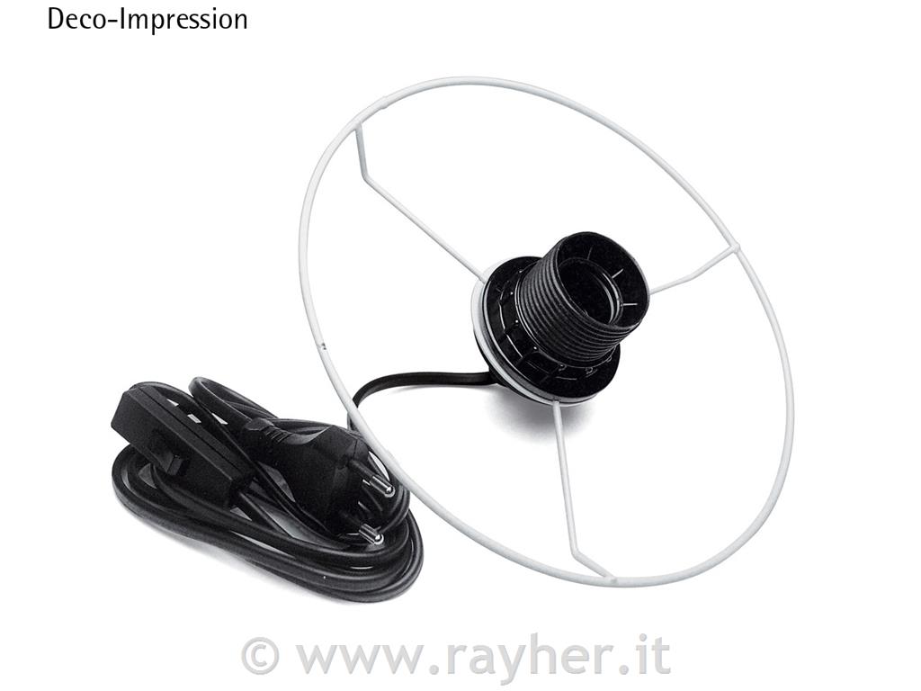 Imp.elett. p.piedistallo a bott. E27180cm, cavo, con interrutorebianco