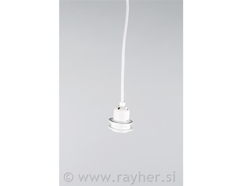 Montatura lampada c.interruttore,p. E27,bianco, 180cm, c.anello a vite, bus.blis
